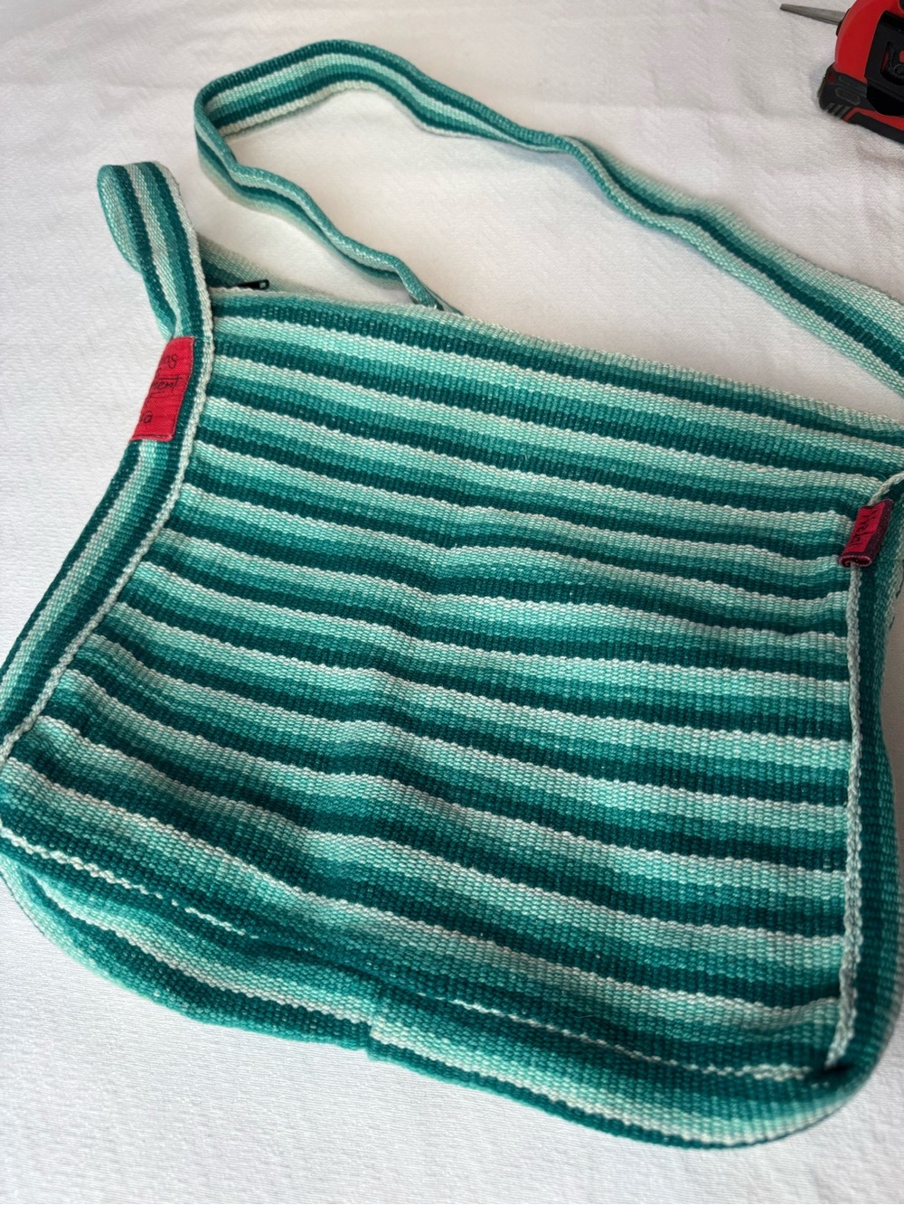 Women skills development Project.  Striped Teal Crossbody Shoulder Bag